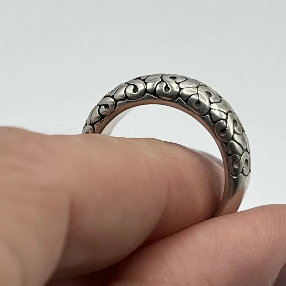 Korean hanbok Karakusa patterns Ornate Foliate Sterling Silver Ring 925 Sz 7.5
